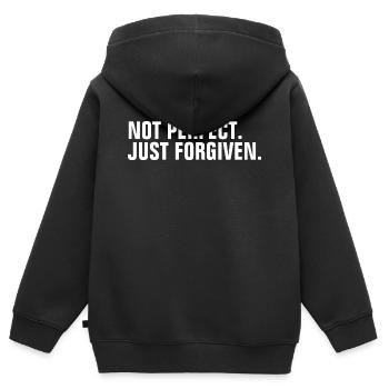 Nicht perfekt nur vergeben - Christian Zitat - Kinder Premium Organic Zip Hoodie - Schwarz - Hinten - AI Model Kid Male (0cm)