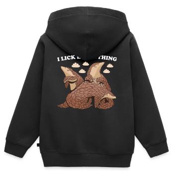 Je lèche tout Pangolin - Sweat Premium à capuche zippé enfant bio - noir - Dos - AI Model Kid Male (0cm)