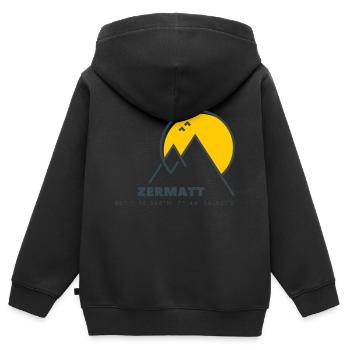 Minimalistisches Zermatt-Logo - Kinder Premium Organic Zip Hoodie - Schwarz - Hinten - AI Model Kid Male (0cm)