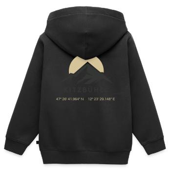 Minimalistisches Kitzbühel-Logo - Kinder Premium Organic Zip Hoodie - Schwarz - Hinten - AI Model Kid Male (0cm)