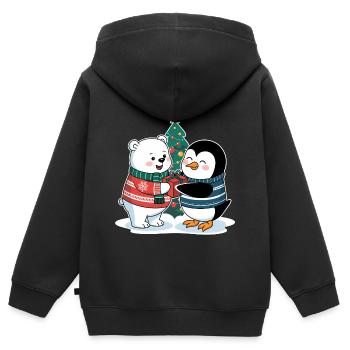 Ours polaire Pinchot Noël Pôle Nord Visite du pôle Sud - Sweat Premium à capuche zippé enfant bio - noir - Dos - AI Model Kid Male (0cm)