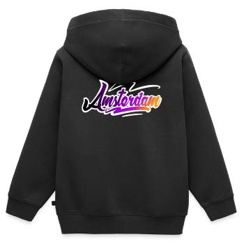 Amsterdam - Sweat Premium à capuche zippé enfant bio - noir - Dos - AI Model Kid Male (0cm)