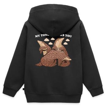 Ma langue te lèche Pangolin - Sweat Premium à capuche zippé enfant bio - noir - Dos - AI Model Kid Male (0cm)