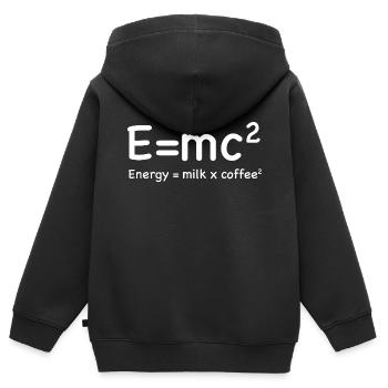 e=mc² - Énergie = Lait x Café² - Sweat Premium à capuche zippé enfant bio - noir - Dos - AI Model Kid Male (0cm)