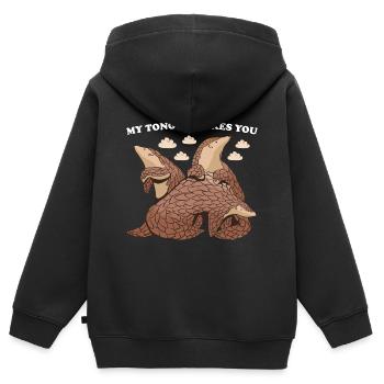 Ma langue te lèche Pangolin - Sweat Premium à capuche zippé enfant bio - noir - Dos - AI Model Kid Male (0cm)