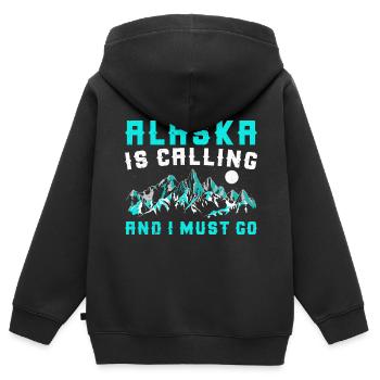 L’Alaska appelle et je dois y aller - Sweat Premium à capuche zippé enfant bio - noir - Dos - AI Model Kid Male (0cm)
