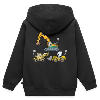 Chantier de construction d’excavatrices - Sweat Premium à capuche zippé enfant bio - noir - Dos - AI Model Kid Male (0cm)