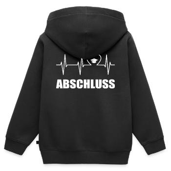 Abschluss - Kinder Premium Organic Zip Hoodie - Schwarz - Hinten - AI Model Kid Male (0cm)