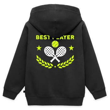 Best player (Tennisschläger, Tennisball) - Kinder Premium Organic Zip Hoodie - Schwarz - Hinten - AI Model Kid Male (0cm)
