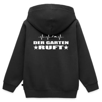 Garten - Kinder Premium Organic Zip Hoodie - Schwarz - Hinten - AI Model Kid Male (0cm)
