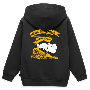 Meine Schienen meine Regeln Modelleisenbahn - Kinder Premium Organic Zip Hoodie - Schwarz - Hinten - AI Model Kid Male (0cm)