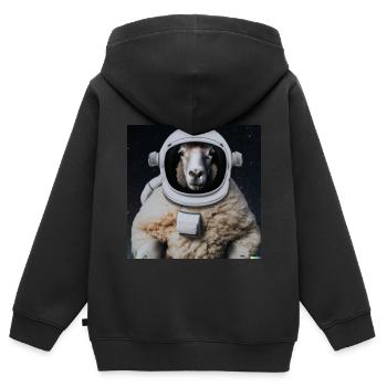Schaf-stronauten erobern das Weltall!? - Kinder Premium Organic Zip Hoodie - Schwarz - Hinten - AI Model Kid Male (0cm)