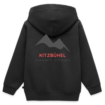 Minimalistisches Kitzbühel-Logo - Kinder Premium Organic Zip Hoodie - Schwarz - Hinten - AI Model Kid Male (0cm)