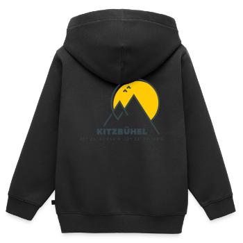 Minimalistisches Kitzbühel-Logo - Kinder Premium Organic Zip Hoodie - Schwarz - Hinten - AI Model Kid Male (0cm)