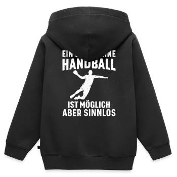 ein leben ohne handball ist möglich aber sinnlos - Kinder Premium Organic Zip Hoodie - Schwarz - Hinten - AI Model Kid Male (0cm)