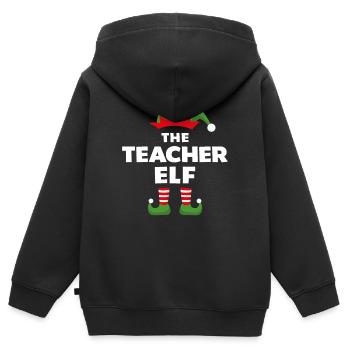 The Teacher Elf - Kids Premium Organic Zip-up Hoodie - black - Back - AI Model Kid Male (0cm)