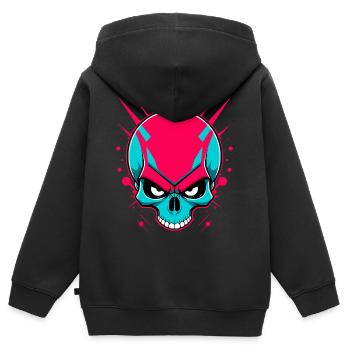 Crâne coloré sans mâchoire inférieure - Sweat Premium à capuche zippé enfant bio - noir - Dos - AI Model Kid Male (0cm)