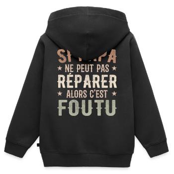 Wenn Papa es nicht reparieren kann, dann ist es erledigt - Kinder Premium Organic Zip Hoodie - Schwarz - Hinten - AI Model Kid Male (0cm)