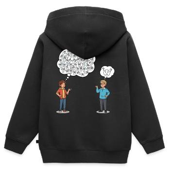 Zeichensprache: Missverständnisse inklusive ! - Kinder Premium Organic Zip Hoodie - Schwarz - Hinten - AI Model Kid Male (0cm)