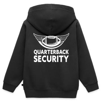 Quarterback Security Offensive Line Lineman - Sweat Premium à capuche zippé enfant bio - noir - Dos - AI Model Kid Male (0cm)