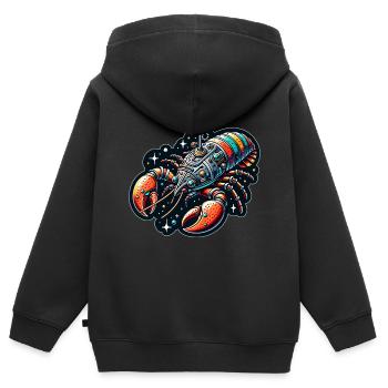 Phantasie Raumschiff in Hummer Form - Kinder Premium Organic Zip Hoodie - Schwarz - Hinten - AI Model Kid Male (0cm)
