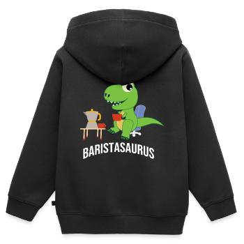 Barista Saying Coffee Coffeeshop Papa - Kids Premium Organic Zip-up Hoodie - black - Back - AI Model Kid Male (0cm)