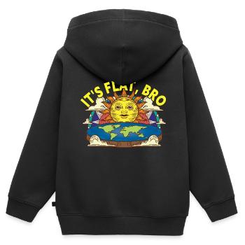 It's Flat Bro Flat Earth Society - Kids Premium Organic Zip-up Hoodie - black - Back - AI Model Kid Male (0cm)