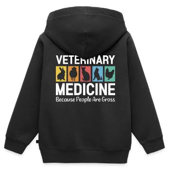 Médecine vétérinaire parce que les gens sont des vétérinaires grossiers - Sweat Premium à capuche zippé enfant bio - noir - Dos - AI Model Kid Male (0cm)