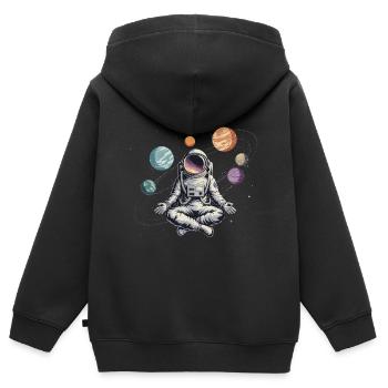 Astronaute Yoga Méditation Planète Espace Orbite - Sweat Premium à capuche zippé enfant bio - noir - Dos - AI Model Kid Male (0cm)