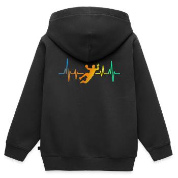 Handball Handballer Herzschlag Bunt - Kinder Premium Organic Zip Hoodie - Schwarz - Hinten - AI Model Kid Male (0cm)