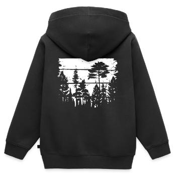 Amoureux de la nature - Forêt de pins - Forêt - Durable - Sweat Premium à capuche zippé enfant bio - noir - Dos - AI Model Kid Male (0cm)