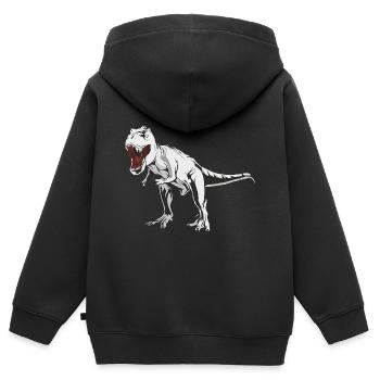 Dinosaurier T-Rex - Kinder Premium Organic Zip Hoodie - Schwarz - Hinten - AI Model Kid Male (0cm)