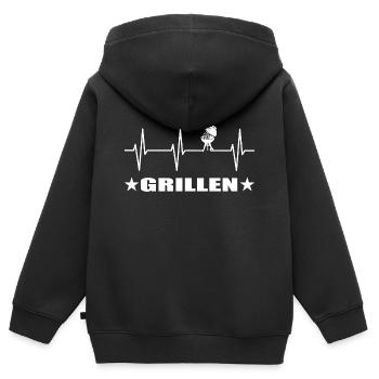 BBQ - Kinder Premium Organic Zip Hoodie - Schwarz - Hinten - AI Model Kid Male (0cm)