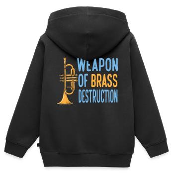 Trompettiste Drôle trompettiste Brass Player - Sweat Premium à capuche zippé enfant bio - noir - Dos - AI Model Kid Male (0cm)