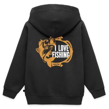 Angler Angelhaken Angelrute Sportfischer - Kinder Premium Organic Zip Hoodie - Schwarz - Hinten - AI Model Kid Male (0cm)