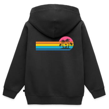 Palmiers de l’île - Sweat Premium à capuche zippé enfant bio - noir - Dos - AI Model Kid Male (0cm)