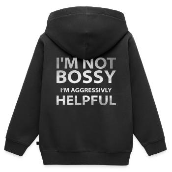 Je ne suis pas autoritaire, je suis aggrressivly serviable - Sweat Premium à capuche zippé enfant bio - noir - Dos - AI Model Kid Male (0cm)