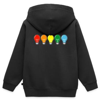 farbige Glühbirnen - Kinder Premium Organic Zip Hoodie - Schwarz - Hinten - AI Model Kid Male (0cm)
