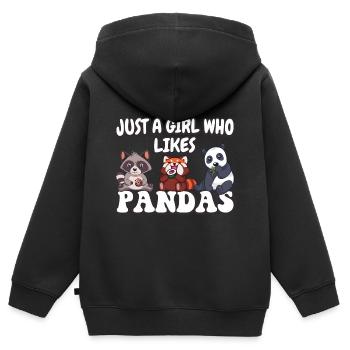 Seulement une fille qui aime les pandas - Sweat Premium à capuche zippé enfant bio - noir - Dos - AI Model Kid Male (0cm)