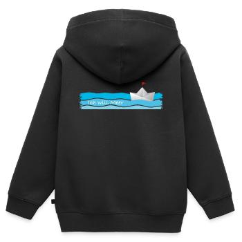 Ich will Meer - Kinder Premium Organic Zip Hoodie - Schwarz - Hinten - AI Model Kid Male (0cm)