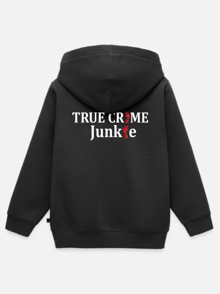 TRUE CRIME: True Crime Junkie - Kinder Premium Organic Zip Hoodie - Schwarz