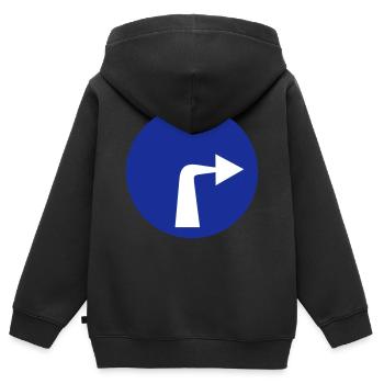 droit tourner le trafic panneau voiture cadeau idée - Sweat Premium à capuche zippé enfant bio - noir - Dos - AI Model Kid Male (0cm)