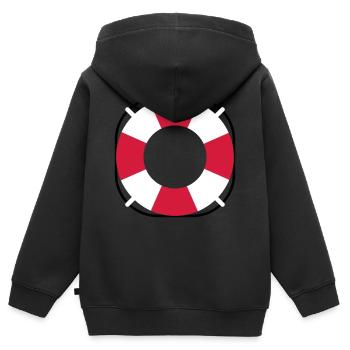 Treetanic Rettungsring - Kinder Premium Organic Zip Hoodie - Schwarz - Hinten - AI Model Kid Male (0cm)