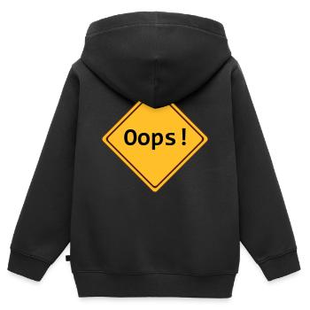 erreur, oups!, adaptable - Sweat Premium à capuche zippé enfant bio - noir - Dos - AI Model Kid Male (0cm)