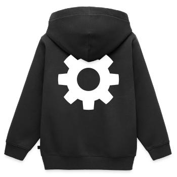 Zahnrad - Kinder Premium Organic Zip Hoodie - Schwarz - Hinten - AI Model Kid Male (0cm)