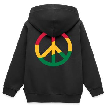 Peacezeichen Rastafari Reggae Musik Frieden Pace - Kinder Premium Organic Zip Hoodie - Schwarz - Hinten - AI Model Kid Male (0cm)