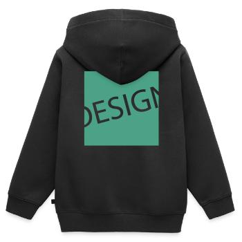 Design - Kinder Premium Organic Zip Hoodie - Schwarz - Hinten - AI Model Kid Male (0cm)