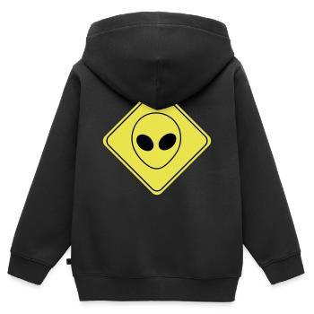 Personnages étrangers - Sweat Premium à capuche zippé enfant bio - noir - Dos - AI Model Kid Male (0cm)