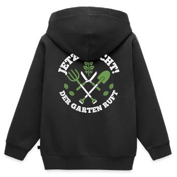 Garten - Kinder Premium Organic Zip Hoodie - Schwarz - Hinten - AI Model Kid Male (0cm)