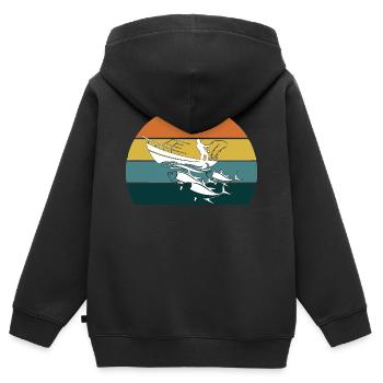 Hochseeangeln Angler Angeln Hochsee Papa Angelrute - Kinder Premium Organic Zip Hoodie - Schwarz - Hinten - AI Model Kid Male (0cm)